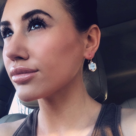 Turquoise & Silver Dainty Dangle Stone Earrings - Picture 2 of 2